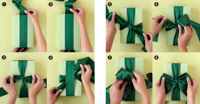 wrapped-gifts-design-ribbons-tied-method-steps